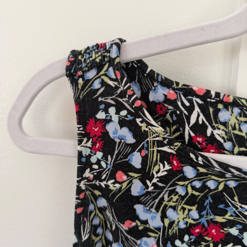 J. Jill Wearever Collection Dress Sleeveless Swing Midi Black Floral Smocked XLP - Picture 3 of 12